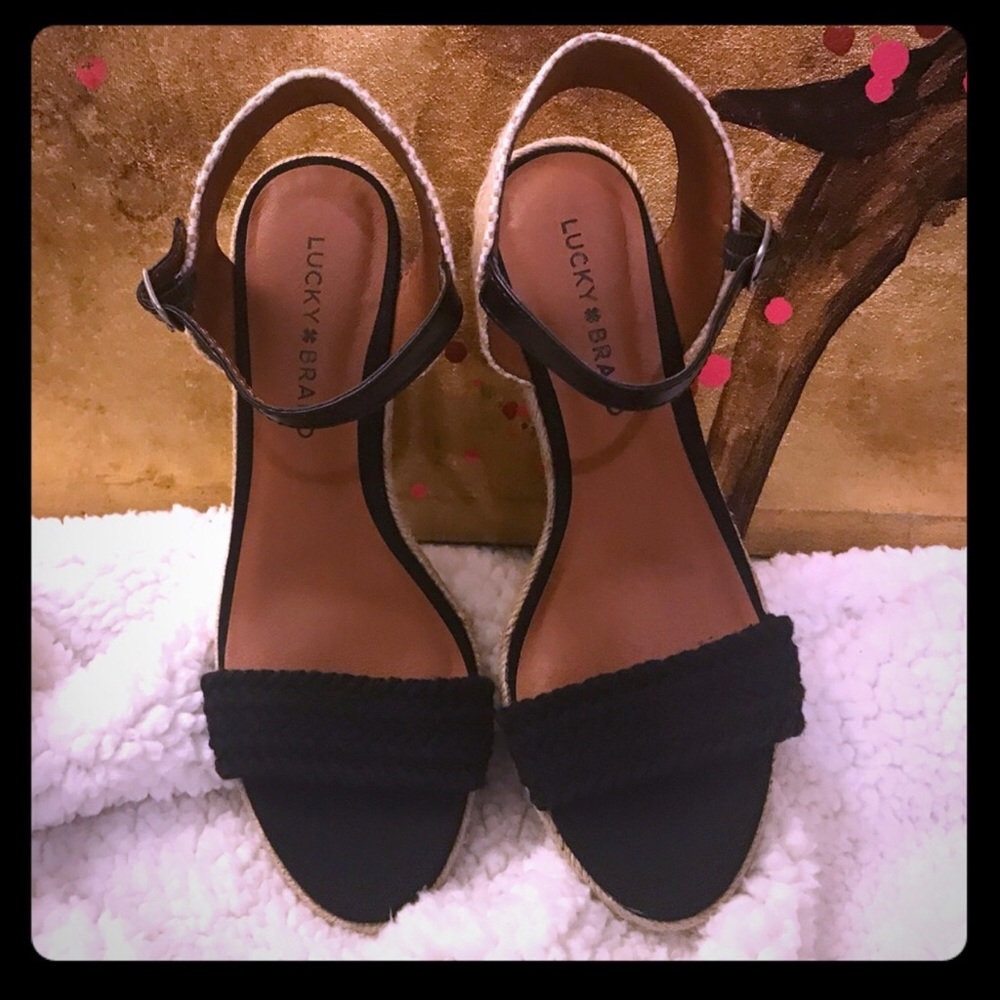 Lucky Brand black espadrilles wedges Size 7.5